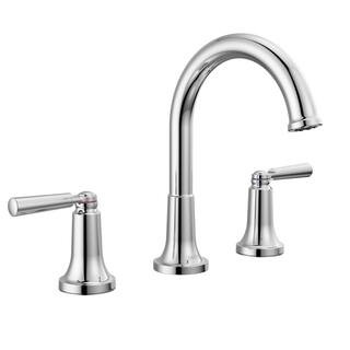Saylor 8 in. Widespread Double Handle Bathroom Faucet in Polished Chrome | The Home Depot