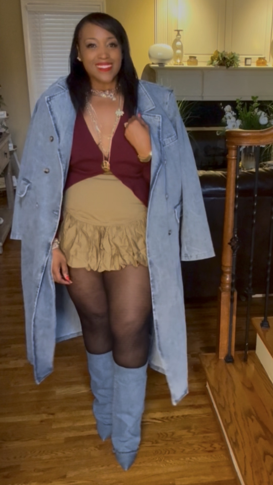  A Burgandy Love Story for V-Day: A Night on the town! 
Skirt is from Urban Revivo(tagged a similar option) Sz XL
Cardigan: Urban Revivo, Sz L
Tight: Target
Boots: Nine West 9.5
Jacket: BooHoo Sz L

#LTKMidsize #LTKMostLoved #LTKShoeCrush
