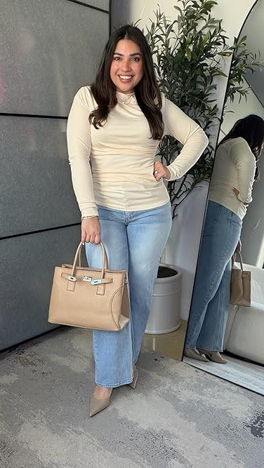 Chic, comfy, and so flattering 🤍 This top is one of those pieces you’ll reach for on repeat. It comes in so many beautiful colors and fits like a dream. Wearing size S. Paired with my favorite jeans and similar heels , original are from Zara, for an easy polished look. And can we talk about this bra… it’s PERFECT under fitted tops when you want everything smooth, seamless, and invisible. Wearing size M and truly a game changer.

#ltkstyle #ltkfashion #everydaystyle #petitefriendly #neutraloutfit #wardrobebasics #chicstyle #outfitinspo