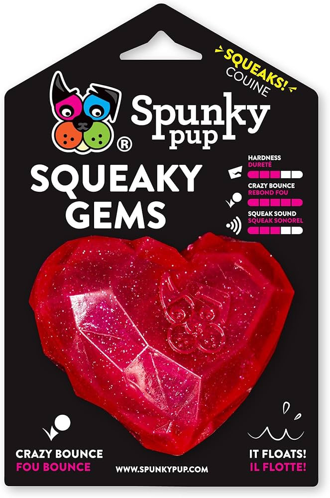 Spunky pup Squeaky Gems Heart Dog Toy | Fun Squeak | Crazy Bounce Gem Cut Shape that Floats | Non... | Amazon (US)