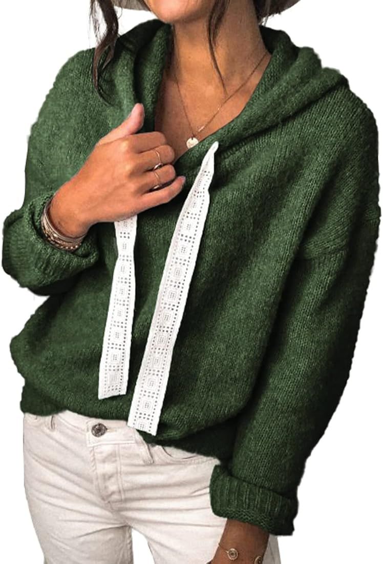 BTFBM Women Winter Fall 2022 Sweatshirt Drawstring Long Sleeve Pullover Tops Solid Color Striped Cas | Amazon (US)