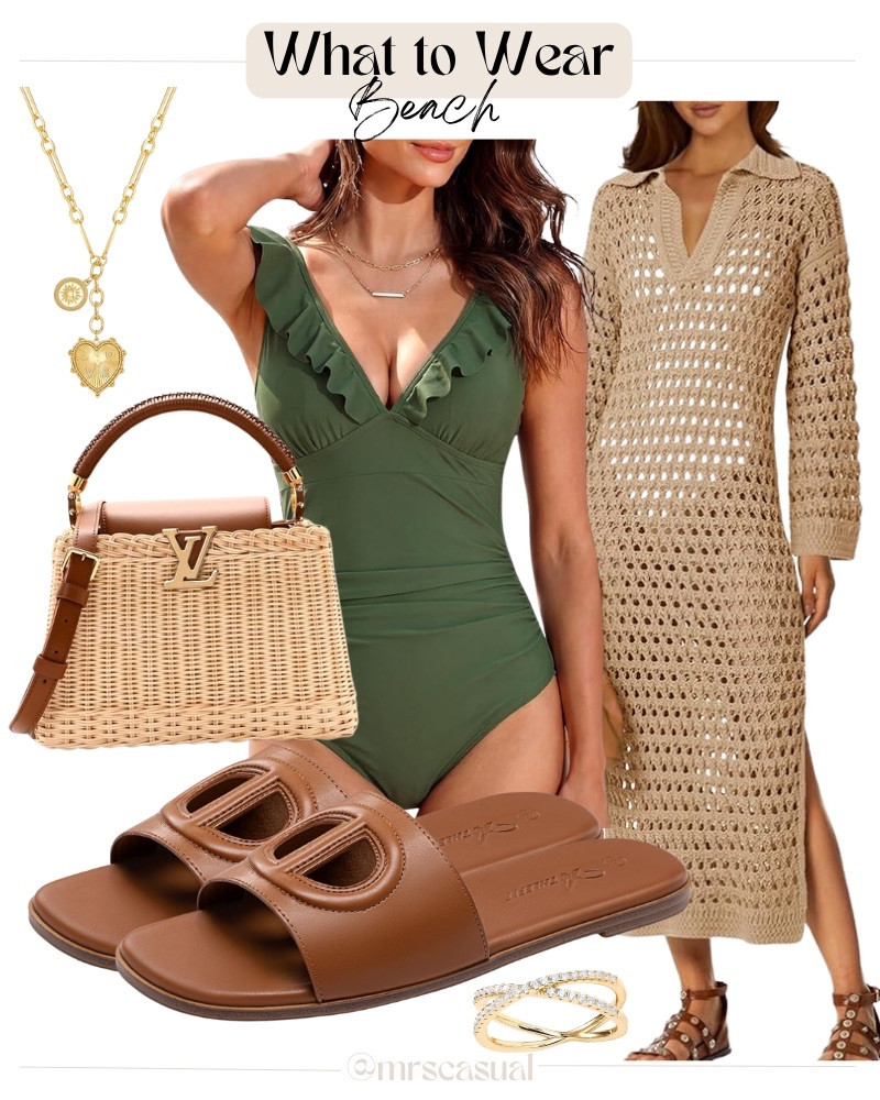 Beach day uniform ✔️ Swimsuit, coverup and the prettiest neutral accessories 🔗⬇️

#LTKmomlife #LTKSeasonal #LTKOver40