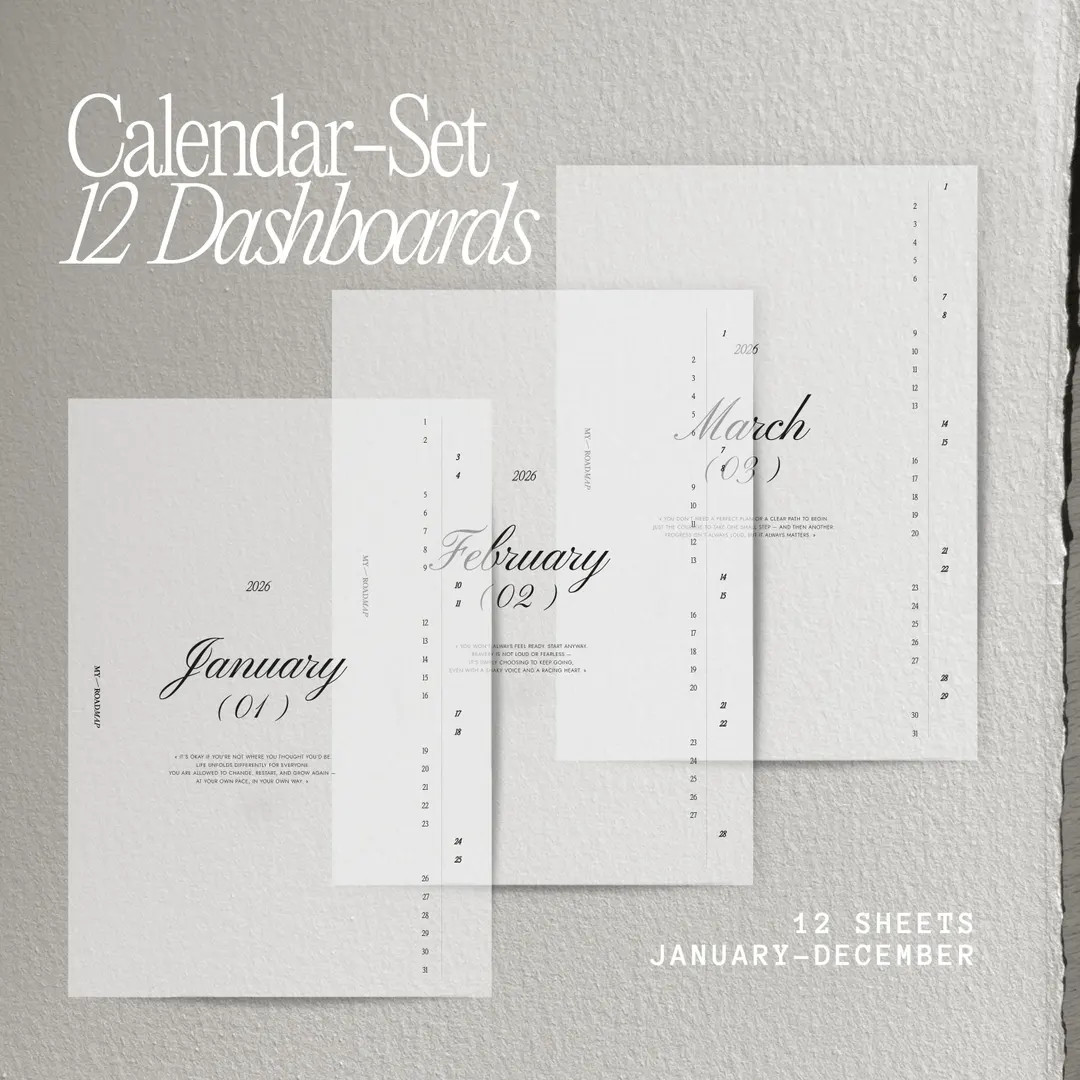 2026 Calendar Dashboard Set – 12 Monthly Dashboards on Vellum or Photo Paper | Year-at-a-glance... | Etsy (US)