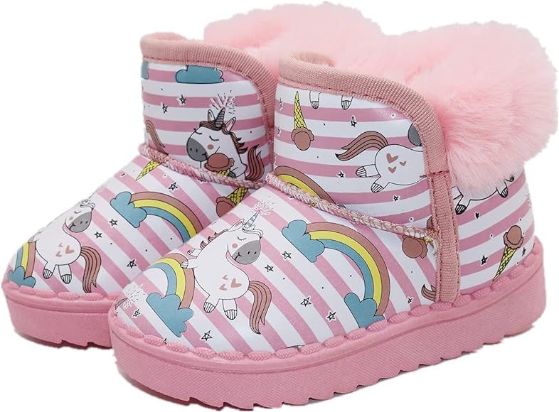 Girls Toddler Snow Boots Unicorn Boots Winter Warm Waterproof Slip Resistant Boots(Toddler/Little Ki | Amazon (US)