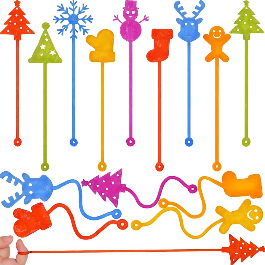 32 Pack Christmas Sticky Hands Toys Christmas Tree Hat Stocking Glove Deer Snowman Sticky Stretch... | Amazon (US)