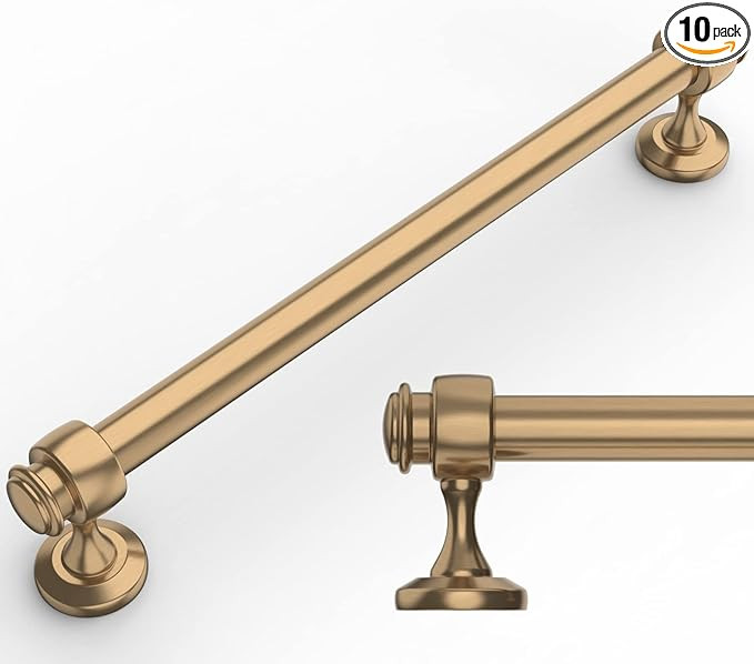 Amerdeco 10 Pack Champagne Bronze Cabinet Pulls 7 Inch Hole Centers, 8 Inch Length Handles for Ki... | Amazon (US)