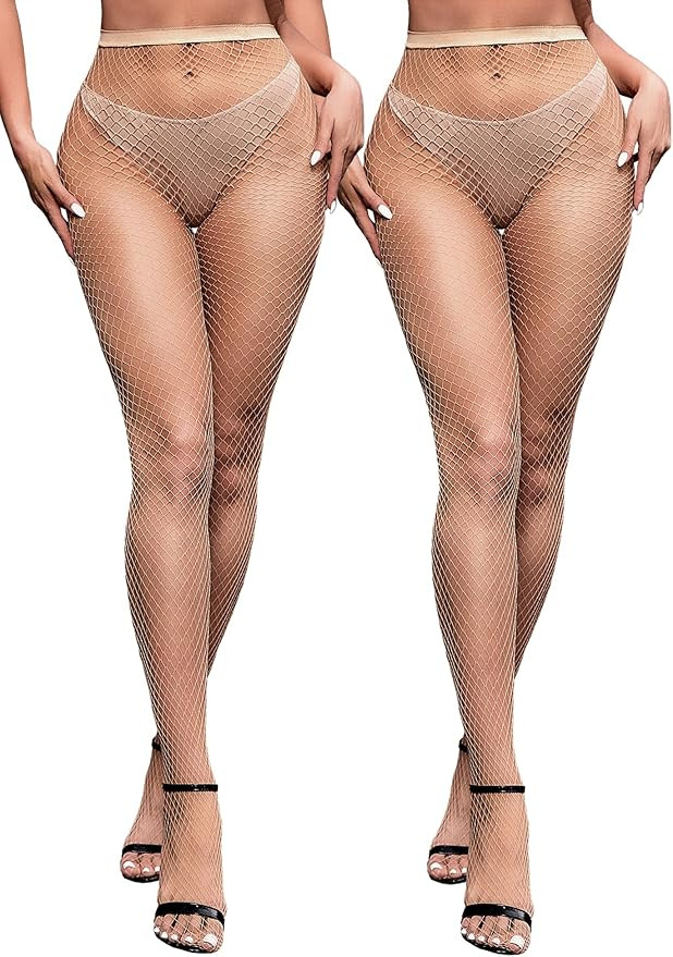 2 Pairs Womens Fishnet Stockings High Waist Tights Fishnets Fishnet Tights for Women | Amazon (US)