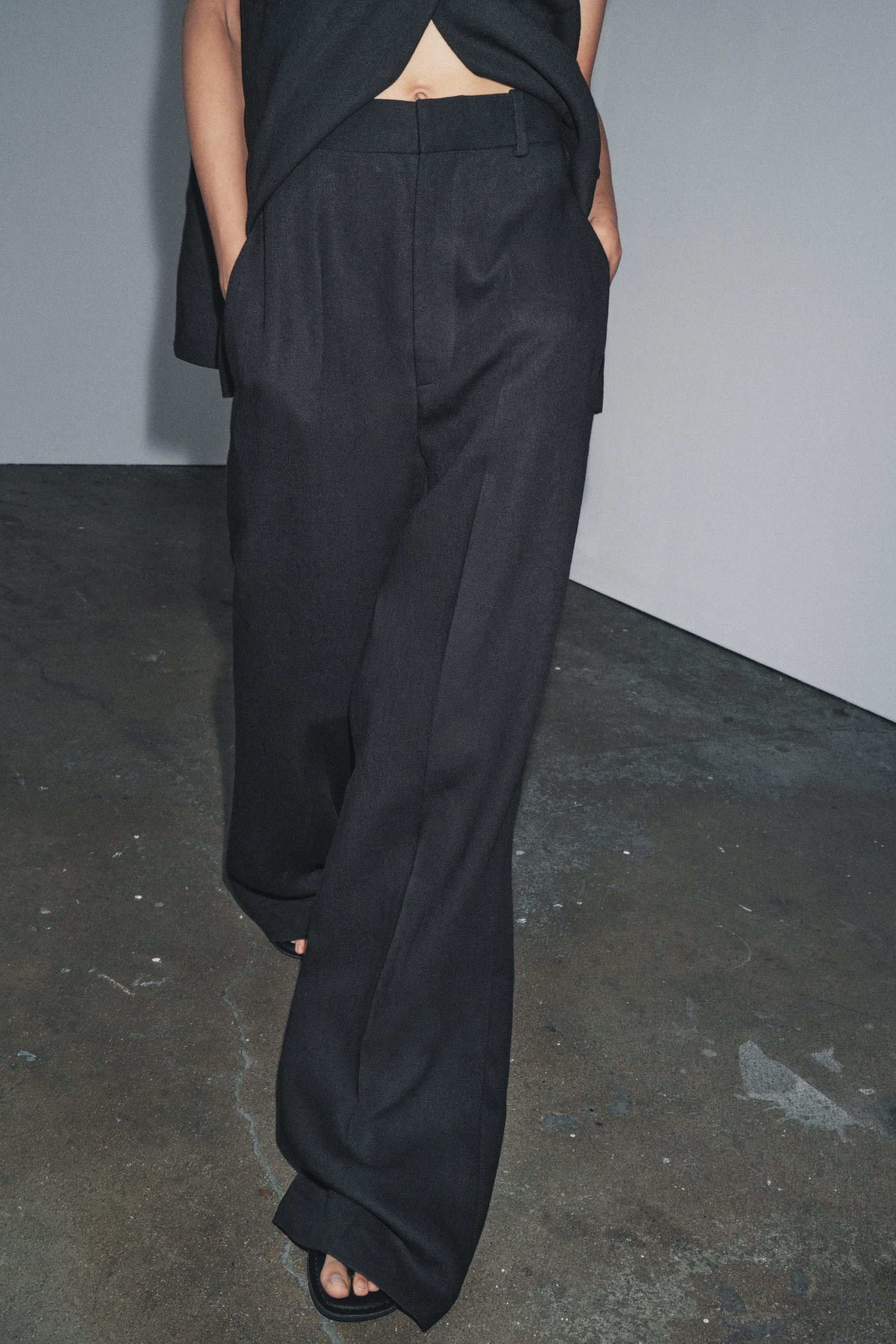LINEN BLEND BUCKLE PANTS ZW COLLECTION | Zara US