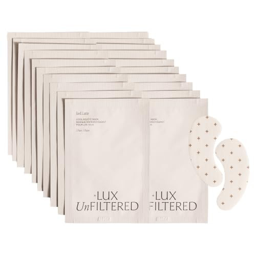 + Lux Unfiltered Cooling Under Eye Patches - Anti-Slip Caffeine Infused Korean Eye Mask - Reduces Puffiness, Brightens, & Hydrates Skin - Fragrance Free, Vegan, & Cruelty Free - 10 Count (Pack of 2) | Amazon (US)