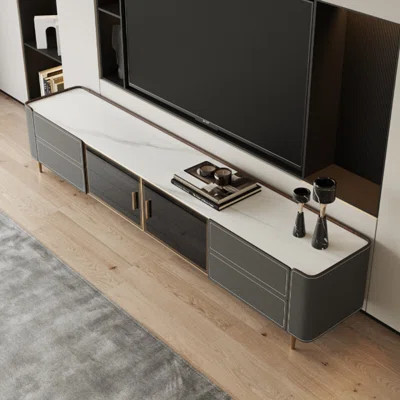 Modern style sintered stone countertop TV stand | Wayfair North America