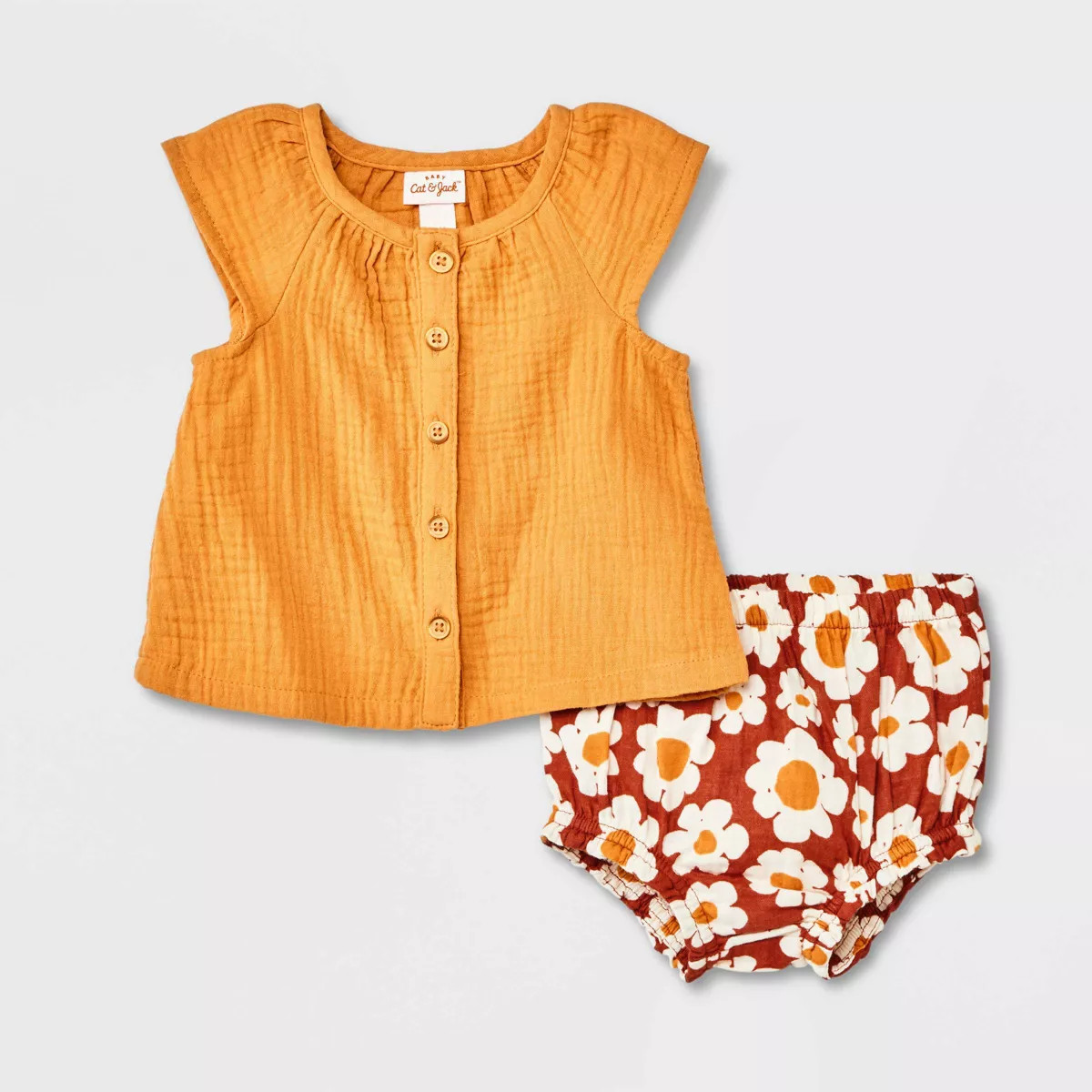 Baby Girls' 2pc Gauze Top & Bottom Set - Cat & Jack™ Gold | Target