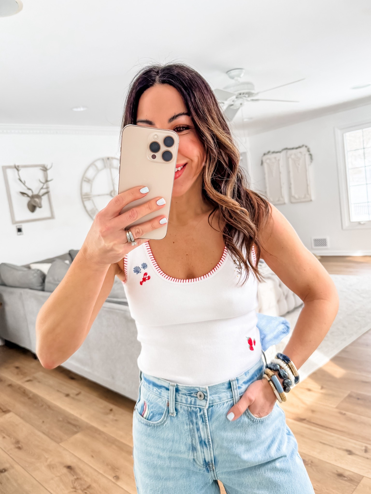 Abercrombie code DENIMAF. 25 wide leg jeans. I cut them. Small tank top.



#LTKSaleAlert #LTKOver40