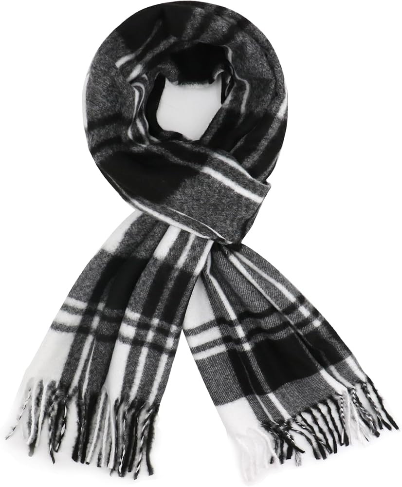 RonFoxi Plaid Scarf for Women Men, Lightweight Classic Tartan Tassel Scarves Fashion Warm Winter ... | Amazon (US)