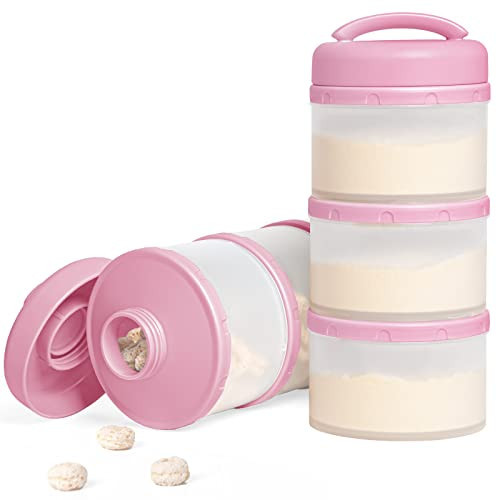 Termichy Stackable Formula Dispenser Portable Milk Powder Container, 2 Pack, Baby Pink | Amazon (US)
