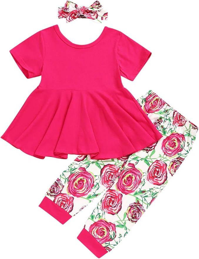 Toddler Baby Girls Clothes Long Sleeve Ruffle Dress Top and Pant 2Pcs Fall Winter Outfit Sets | Amazon (US)