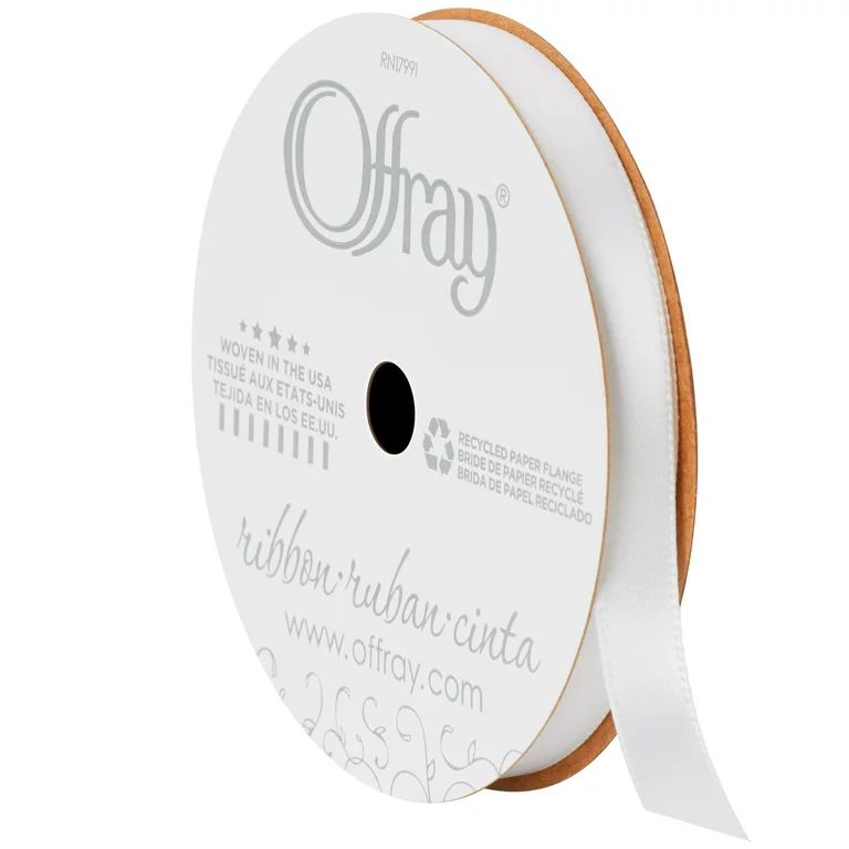 Offray 1017 3/8-29 Single Face Satin Ribbon 3/8"X18' - White | Walmart (US)