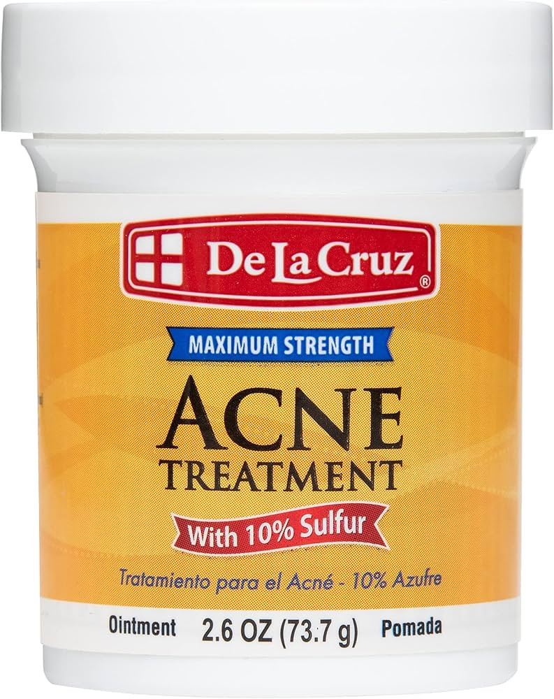De La Cruz 10% Sulfur Ointment, Cystic Acne Treatment Face, Body 2.6oz jar | Amazon (US)
