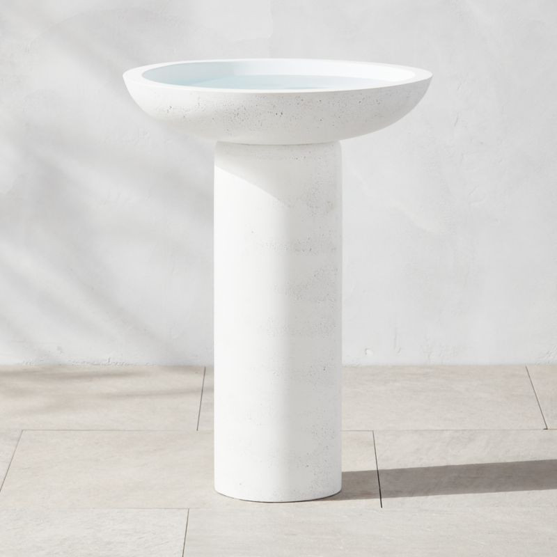 Flatform White Cement Birdbath | CB2