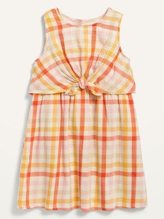 Sleeveless Plaid Tie-Front Dress for Toddler Girls | Old Navy (US)