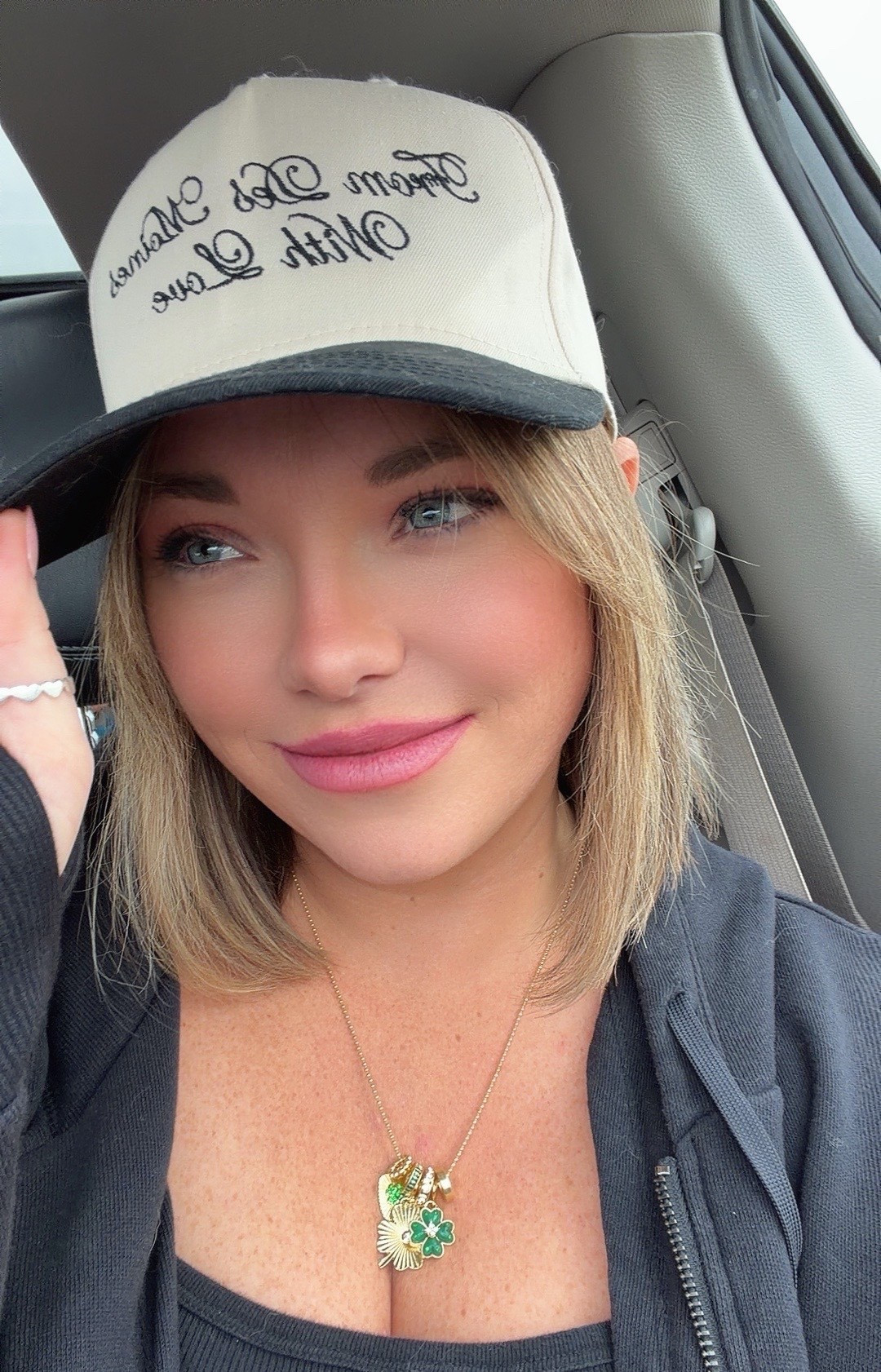 Absolutely obsessed with this bauble bar necklace. Love a little pop of green and gold with this plain outfit! A fun way to show off my Irish roots and it will be a fun pop for St. Patrick’s day! ☘️ 

#LTKgrwm #LTKMidsize #LTKSeasonal