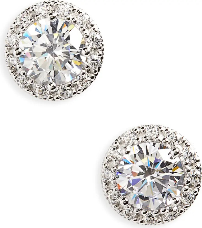 Halo Cubic Zirconia Stud Earrings | Nordstrom