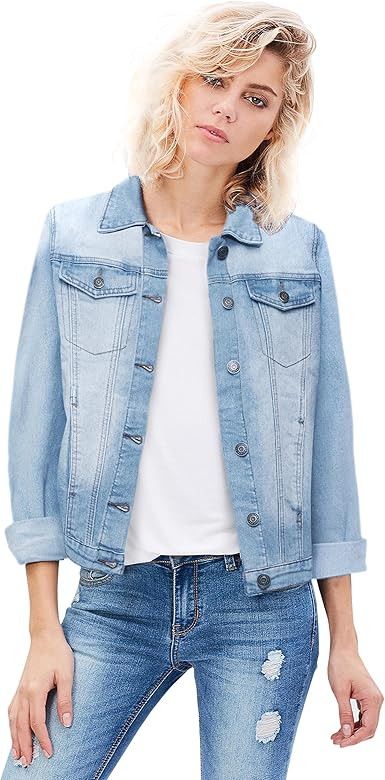Women Junior Classic 4 Pockets Denim Jacket | Amazon (US)