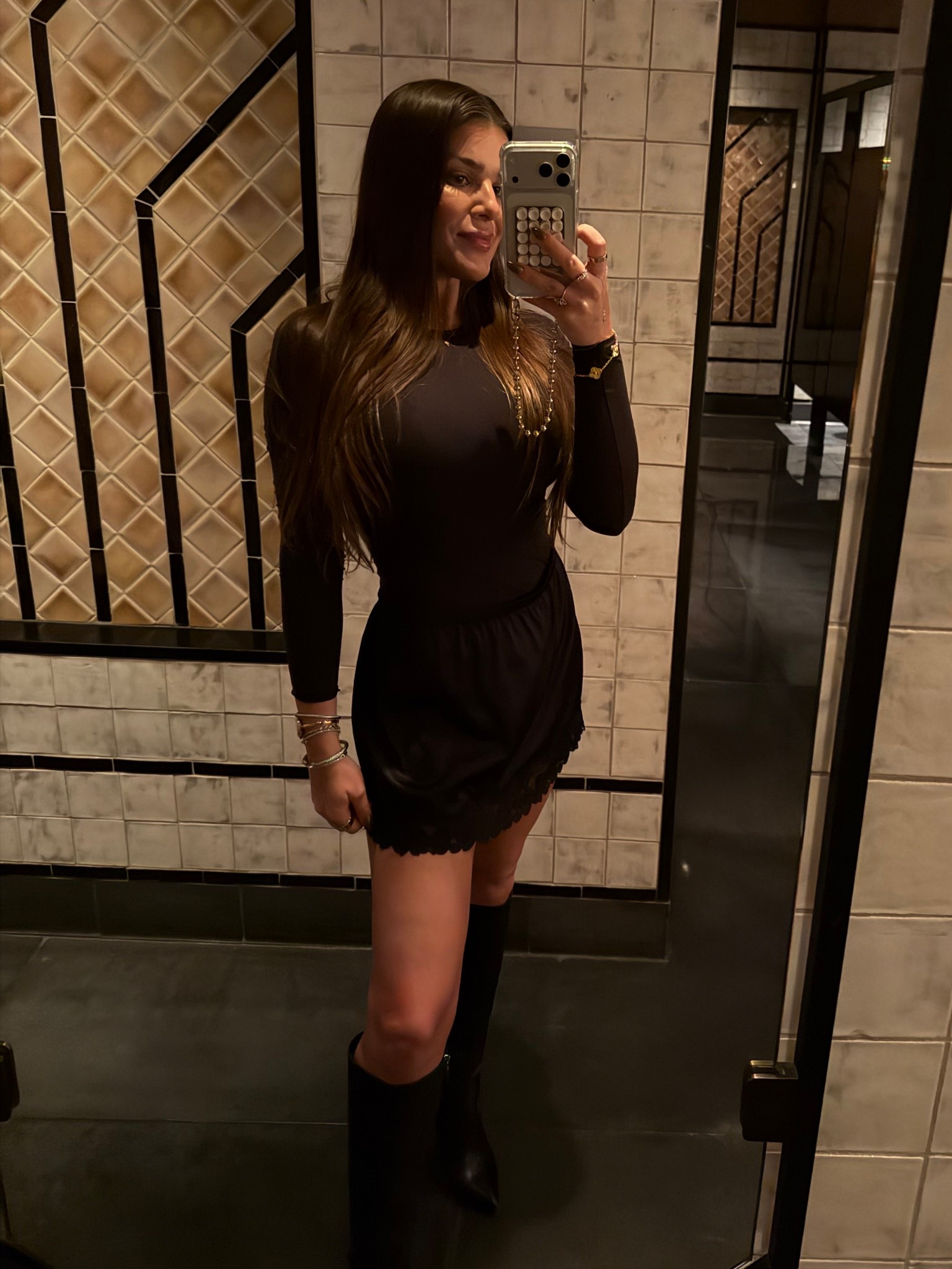 Skims outfit. Favorite tall black boots that are so comfortable 