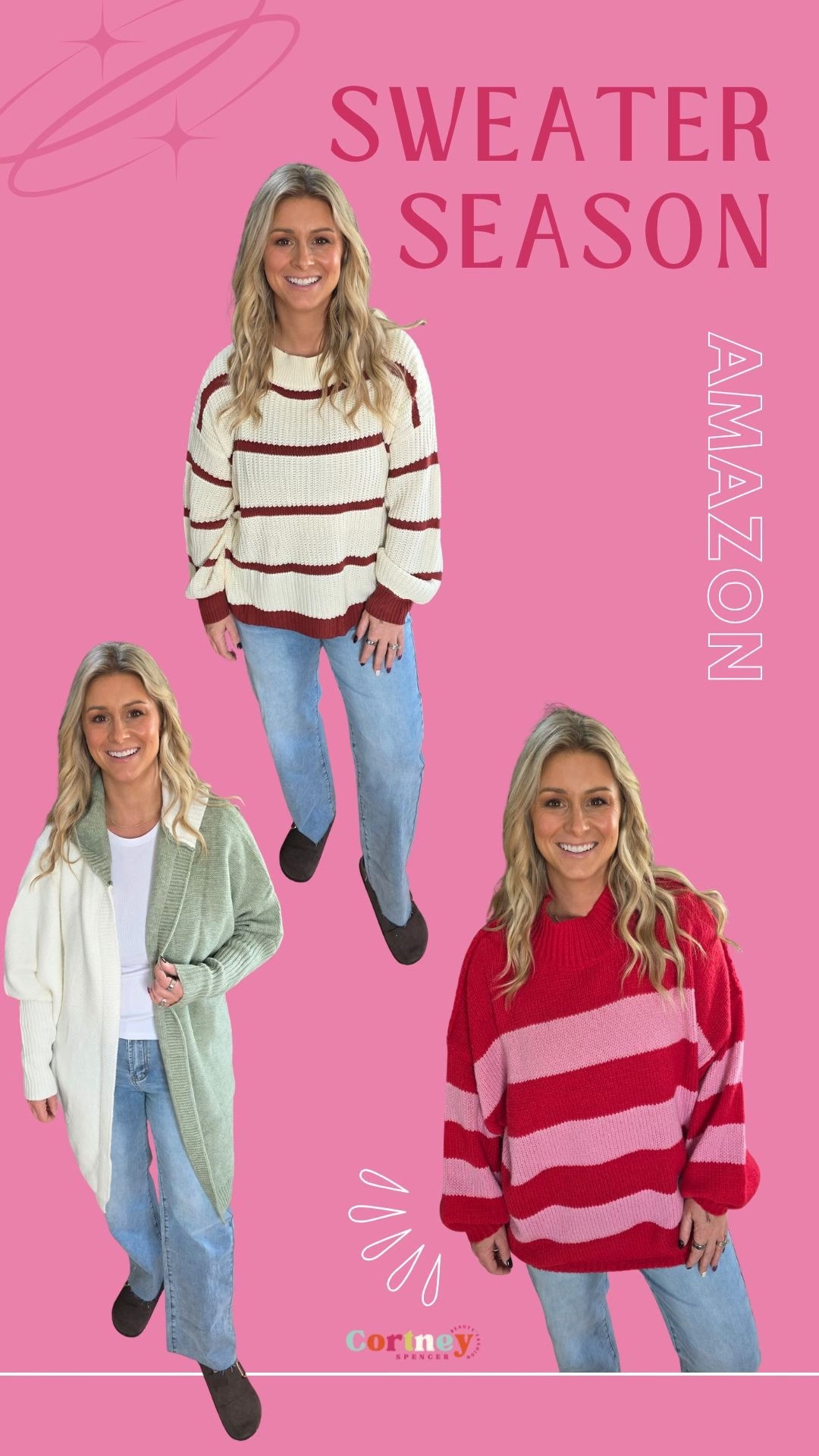 It’s sweater season & Amazon has some of the cutest fashion finds! I’m wearing a large in all 3! 

#LTKdayinmylife #LTKMidsize #LTKootd