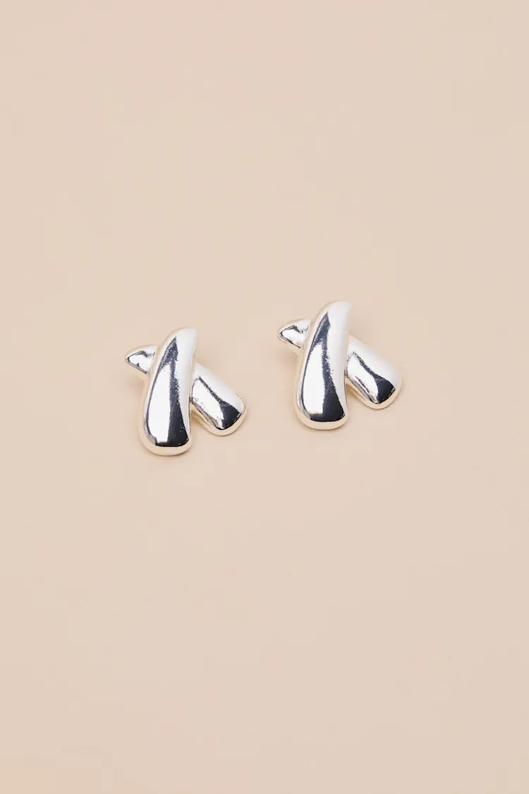 Lamiah Silver Crisscross Stud Earrings | Lulus