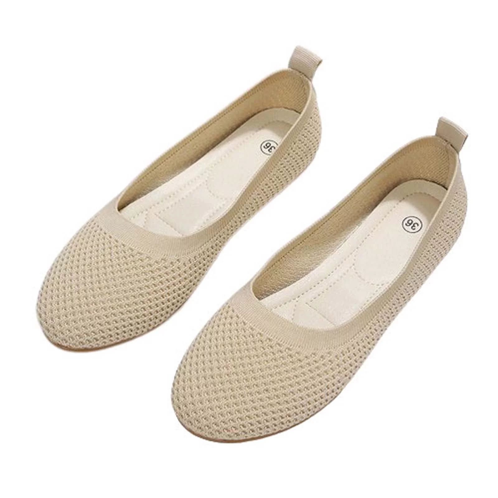 Women’s Flats Shoes Comfortable Mesh Round Toe Slip On Dress Shoes Lightweight Soft Walking Sho... | Walmart (US)