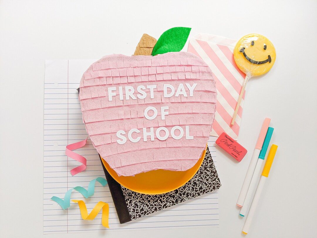 First Day of School pink apple mini pinata | back to school party, teacher appreciation gift, 1st... | Etsy (US)