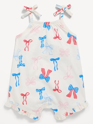 Printed Sleeveless Tie-Strap Romper for Baby | Old Navy (US)