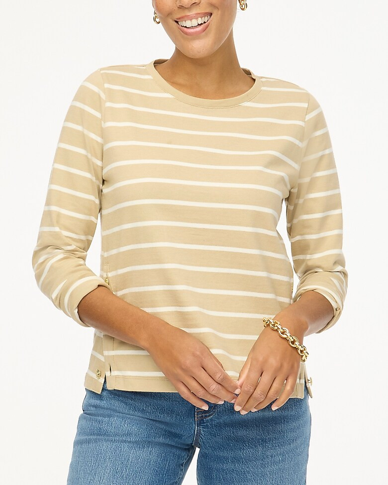 Striped long-sleeve side-button top | J.Crew Factory