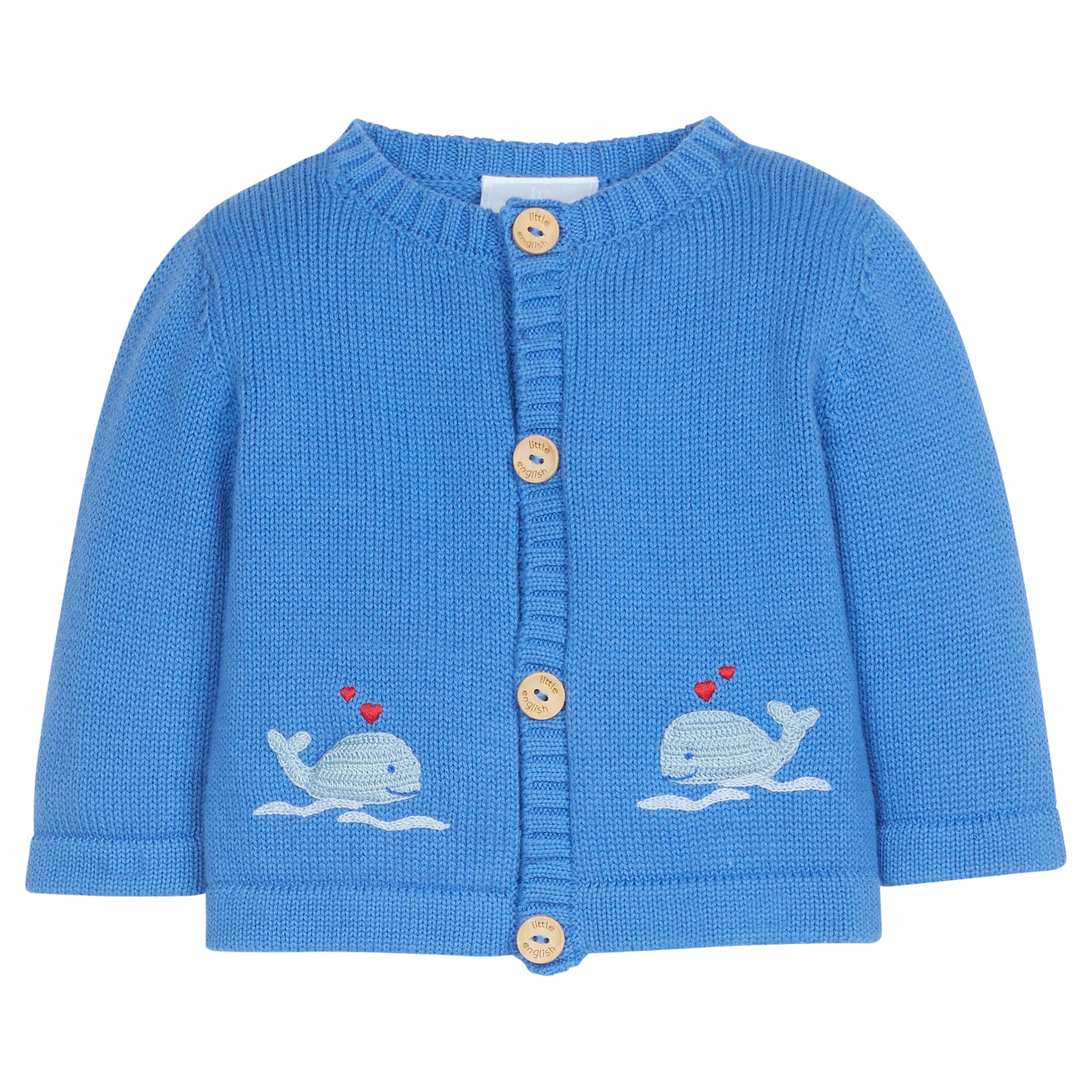 Little English Crochet Sweater - Blue Whale | JoJo Mommy