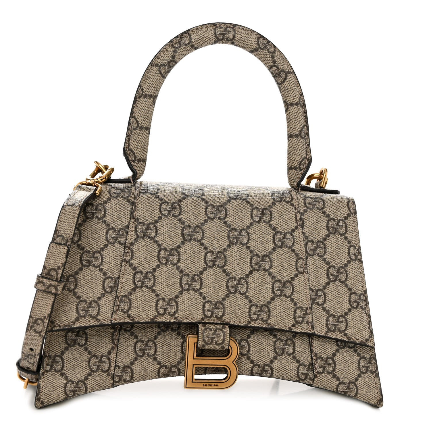 X GUCCI GG Supreme Monogram Small Hourglass Top Handle Bag Beige Ebony | FASHIONPHILE (US)