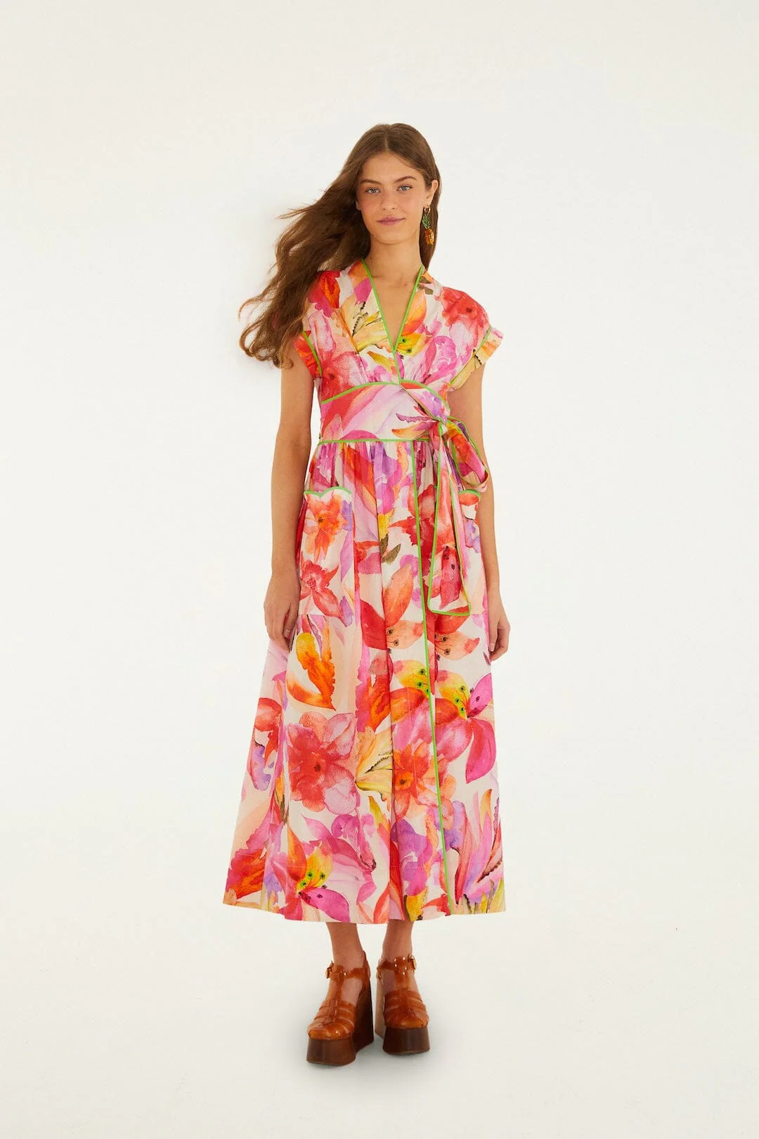 Multicolor Artsy Flora Belted Maxi Dress | FARM Rio | FarmRio (US)
