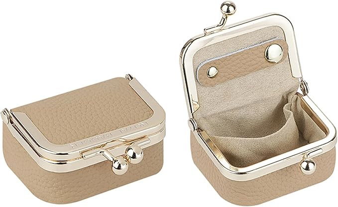 Royal Bagger Genuine Cow Leather Mini Jewelry Box Women's Coin Purse Solid Color Kiss Lock Change... | Amazon (US)