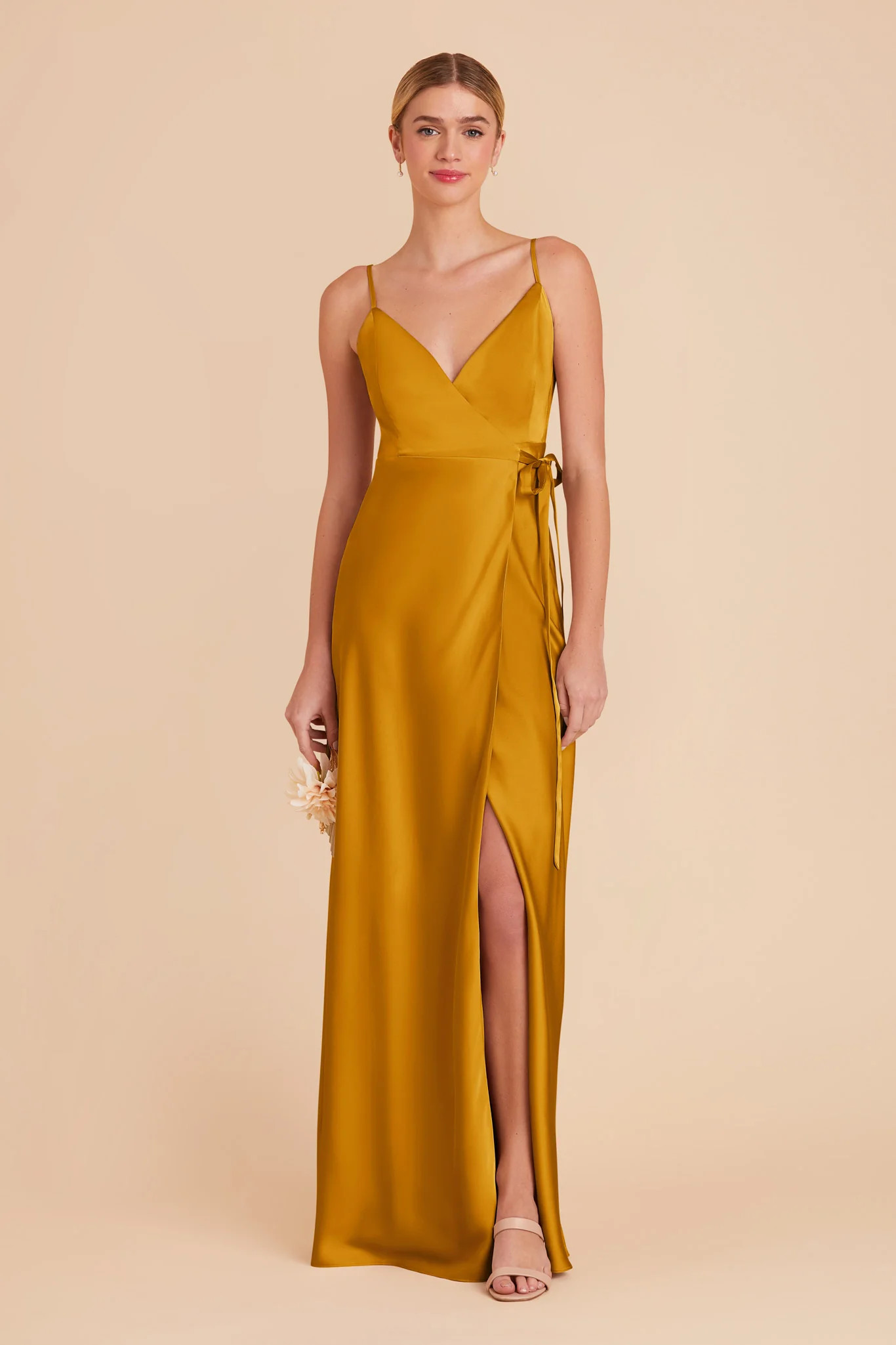 Cindy Matte Satin Dress - Butterscotch | Birdy Grey