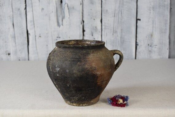Vintage clay vessel / Antique clay pot / Rustic ceramic bowl / Ceramic jug / Traditional ceramic ... | Etsy (CAD)