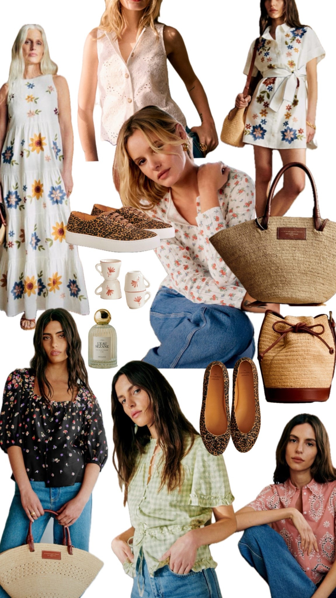 Sézane picks, Mother’s Day ideas, embroidered dress, floral dress, leopard ballet flats, sneakers French girl style, raffia bag, market bag, perfume, espresso cups 

#LTKGiftGuide #LTKSeasonal #LTKHome