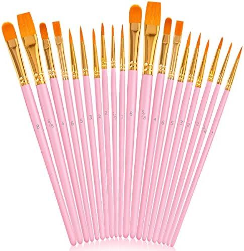 Soucolor Acrylic Paint Brushes Set, 20Pcs Round Pointed Tip Artist Paintbrushes for Acrylic Painting | Amazon (US)