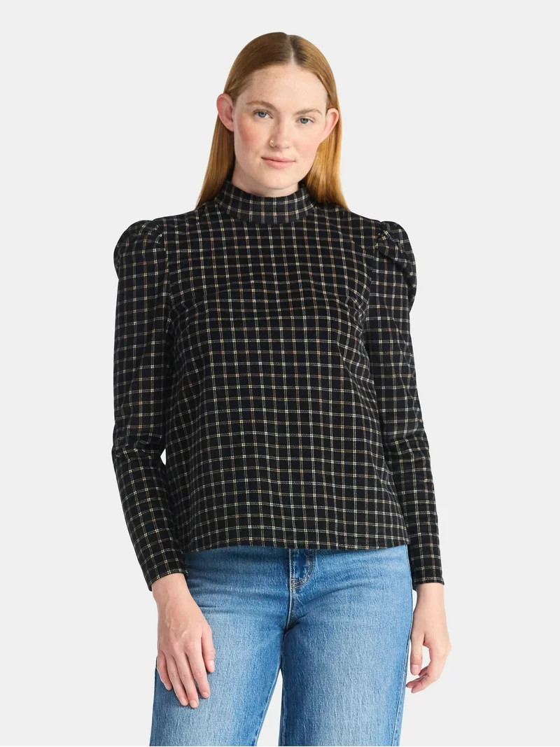 Time and Tru Women's Tie Back Corduroy Top with Long Sleeves, Sizes XS-XXXL | Walmart (US)