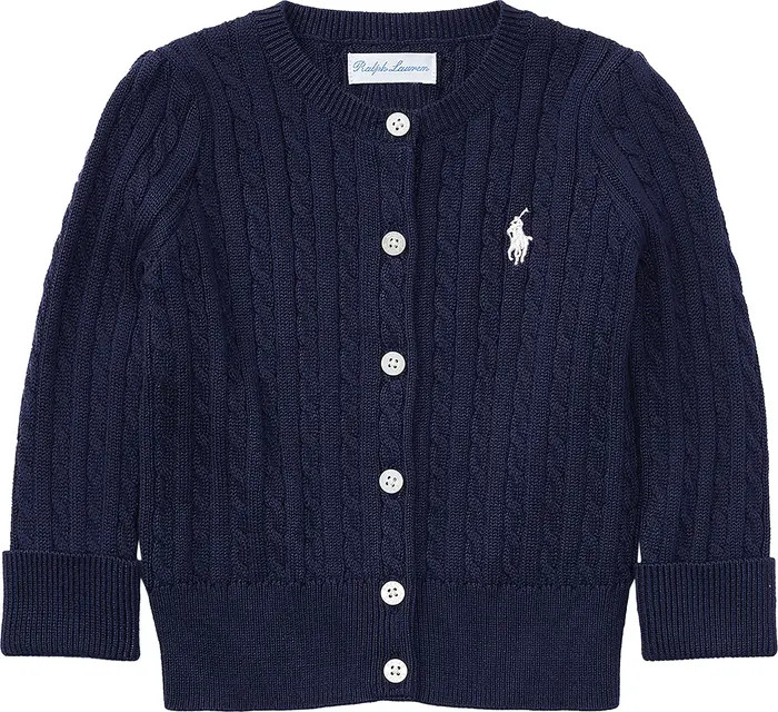 Ralph Lauren Mini Cable Cotton Cardigan | Nordstrom | Nordstrom
