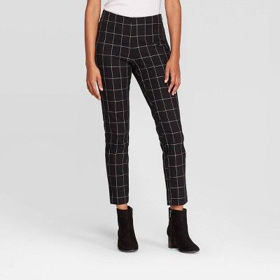 Women's Plaid High-Rise Skinny Ankle Pants - A New Day&#153; Black/White | Target