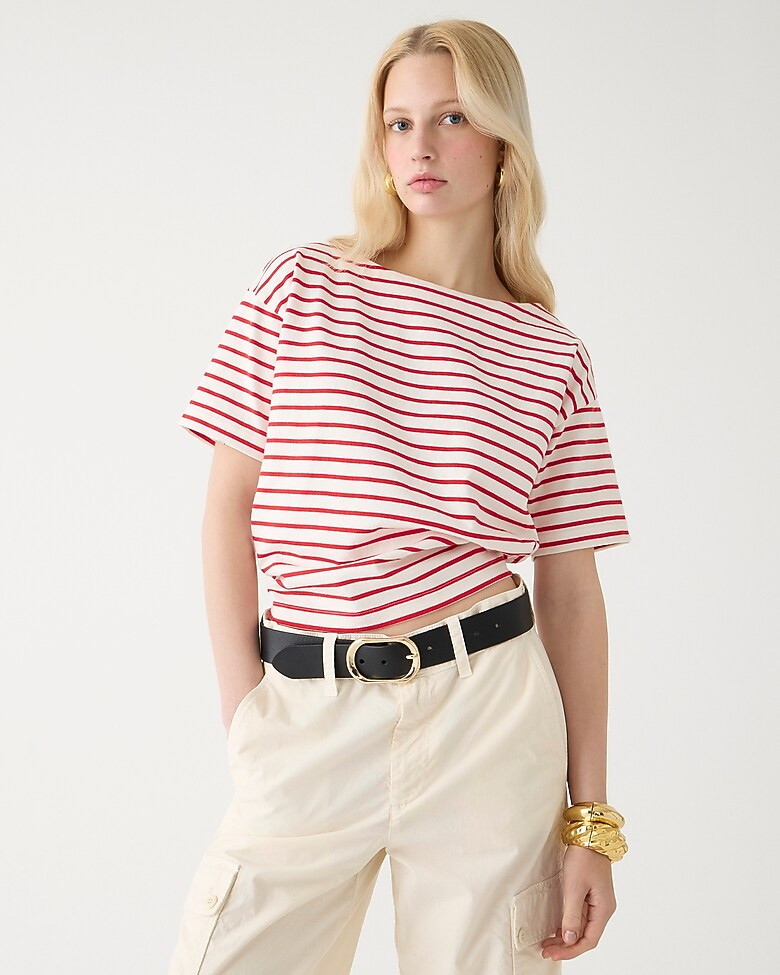 Mariner cloth boatneck short-sleeve T-shirt in stripe | J. Crew US