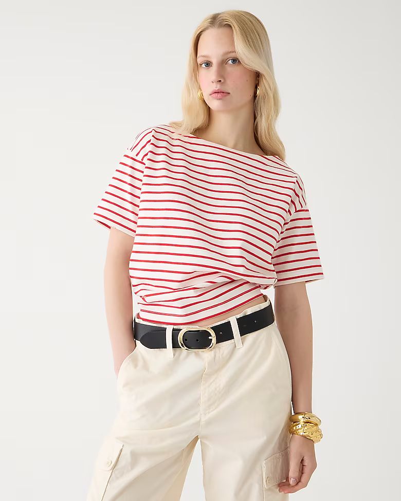 Mariner cloth boatneck short-sleeve T-shirt in stripe | J.Crew US