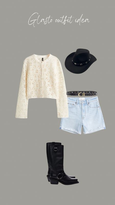 Glasto outfit idea, festival inspired, cowboy boots, denim shorts, crochet cardigan 

#LTKFestival #LTKSeasonal