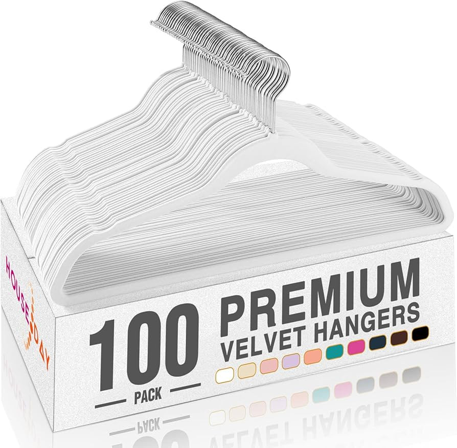 HOUSE DAY Premium Velvet Hangers, Non-Slip Thin Flocked Felt Hangers, Sturdy Clothes Hangers Heav... | Amazon (US)