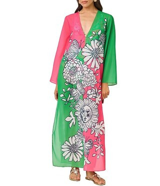 Perry Follow The Sun Long Sleeve Maxi Dress Cover-Up | Dillard's