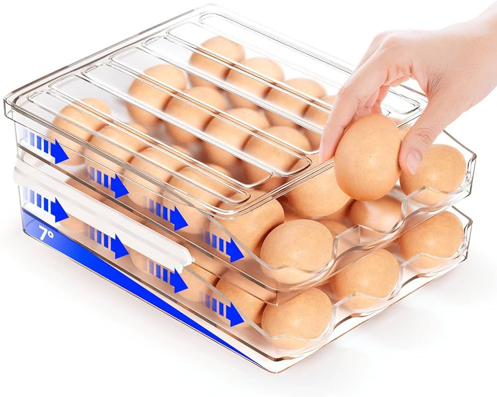 Eggxtend Egg Holder For Refrigerator, Large Capacity 36 Egg Container For Refrigerator,2-Layer St... | Amazon (US)